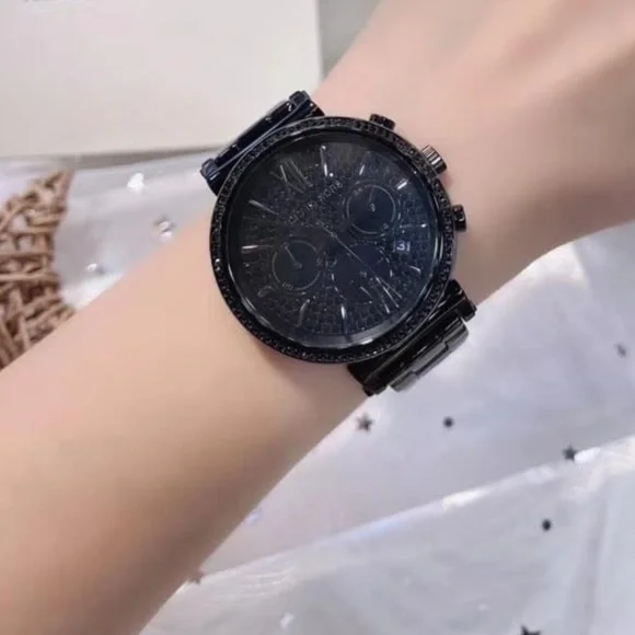 MICHAEL KORS • New Battery Black Chronograph Sofie Watch Ready To Wear - Picture 7 of 8